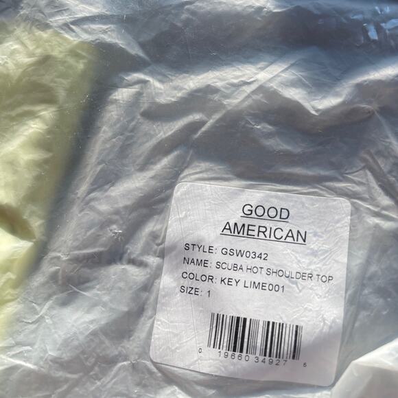 Good American Size 1 Scuba Hot Shoulder Top Key Lime Bikini Top Size Small - Picture 5 of 6